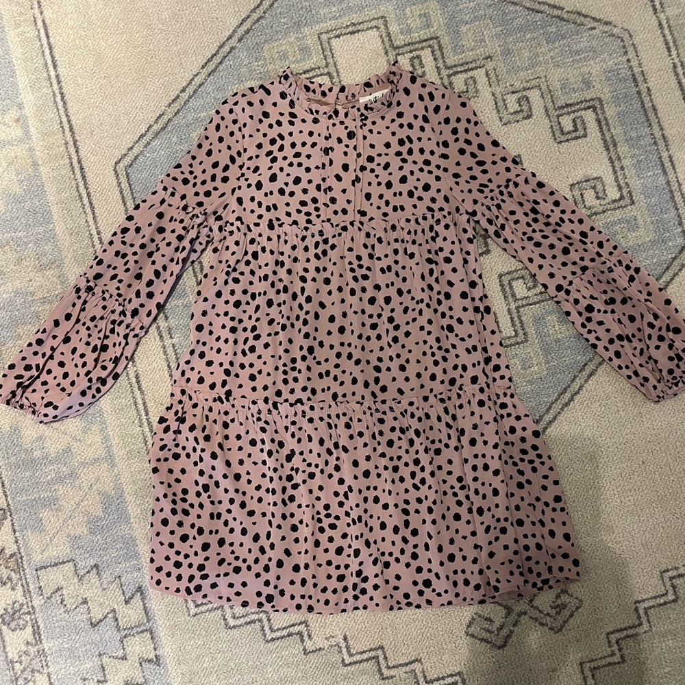 Listicle Mauve and Black Spotted Dress Size Small